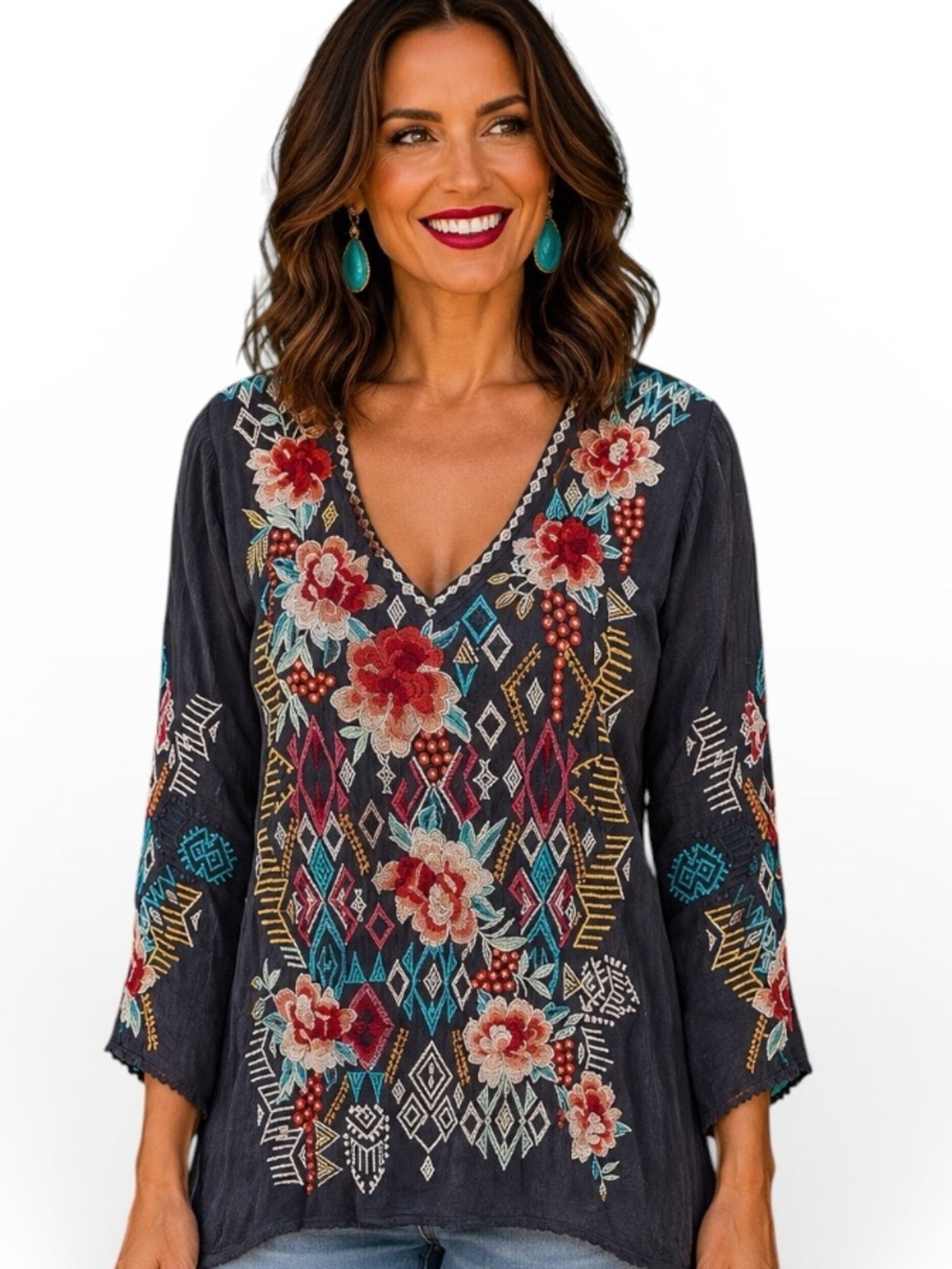Johnny Was Emmaline heavily embroidered tunic NWT
